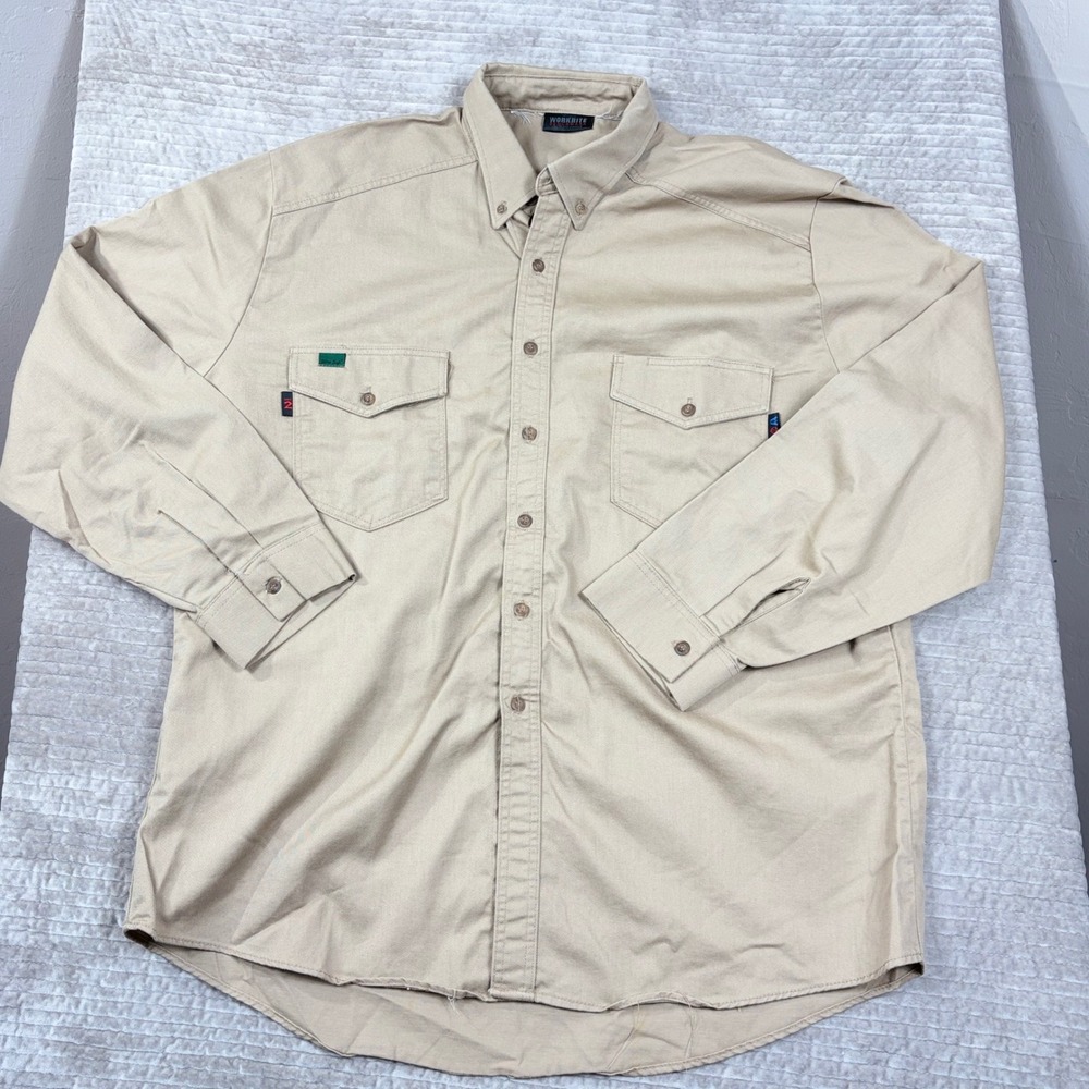 Workrite Benchmark FR Shirt Mens Khaki Tan Flame Resistant HRC 2 Ultra Soft 3XL